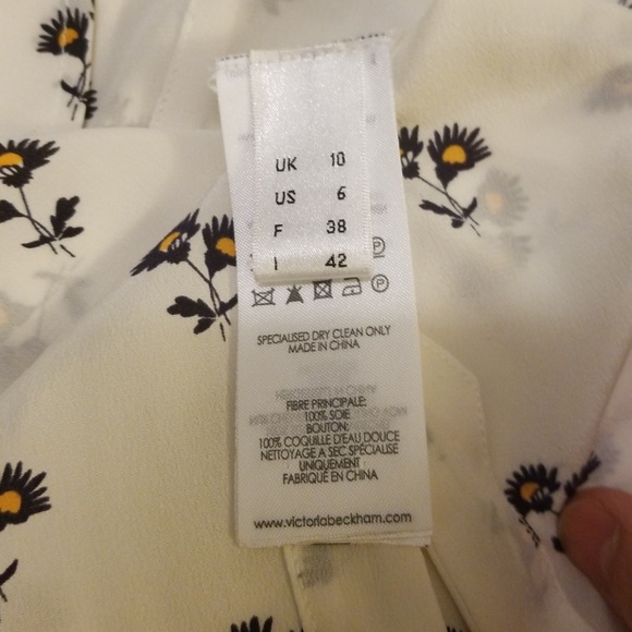 Victoria Beckham Daisy 100% Silk Blouse US Size4-6 - Picture 7 of 8